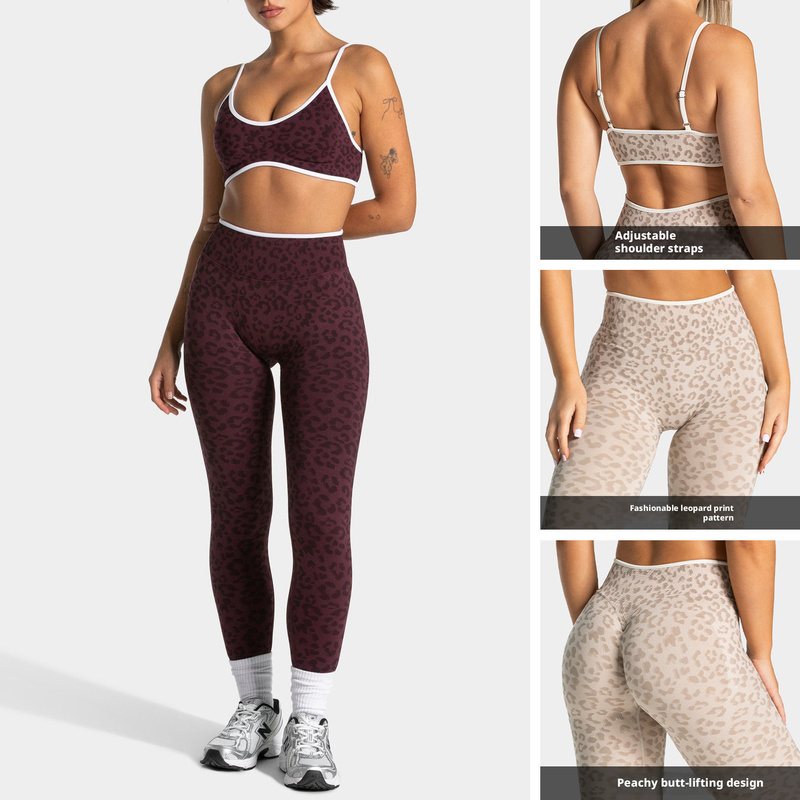 Yoga Fitness Zumba - Seamless Leopard Yoga Set Women Sports