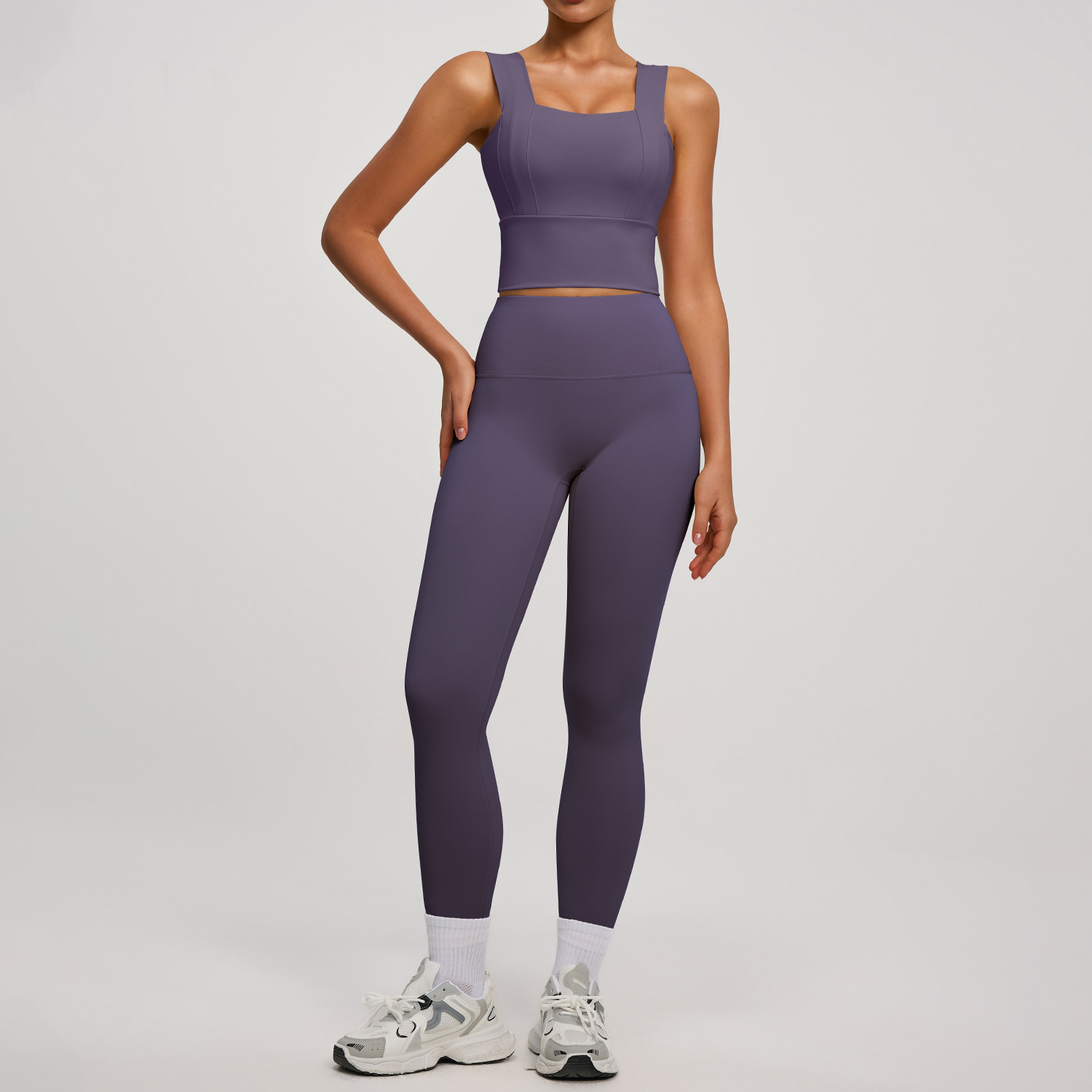 Yoga Fitness Zumba - Women's Solid Color Yoga Set Back