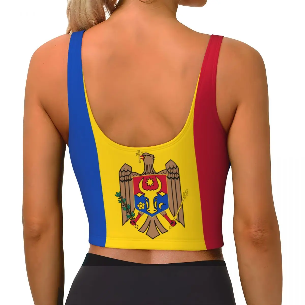 Moldova Flag Basic Tops Women  - огляд і ціна Yoga Fitness Top