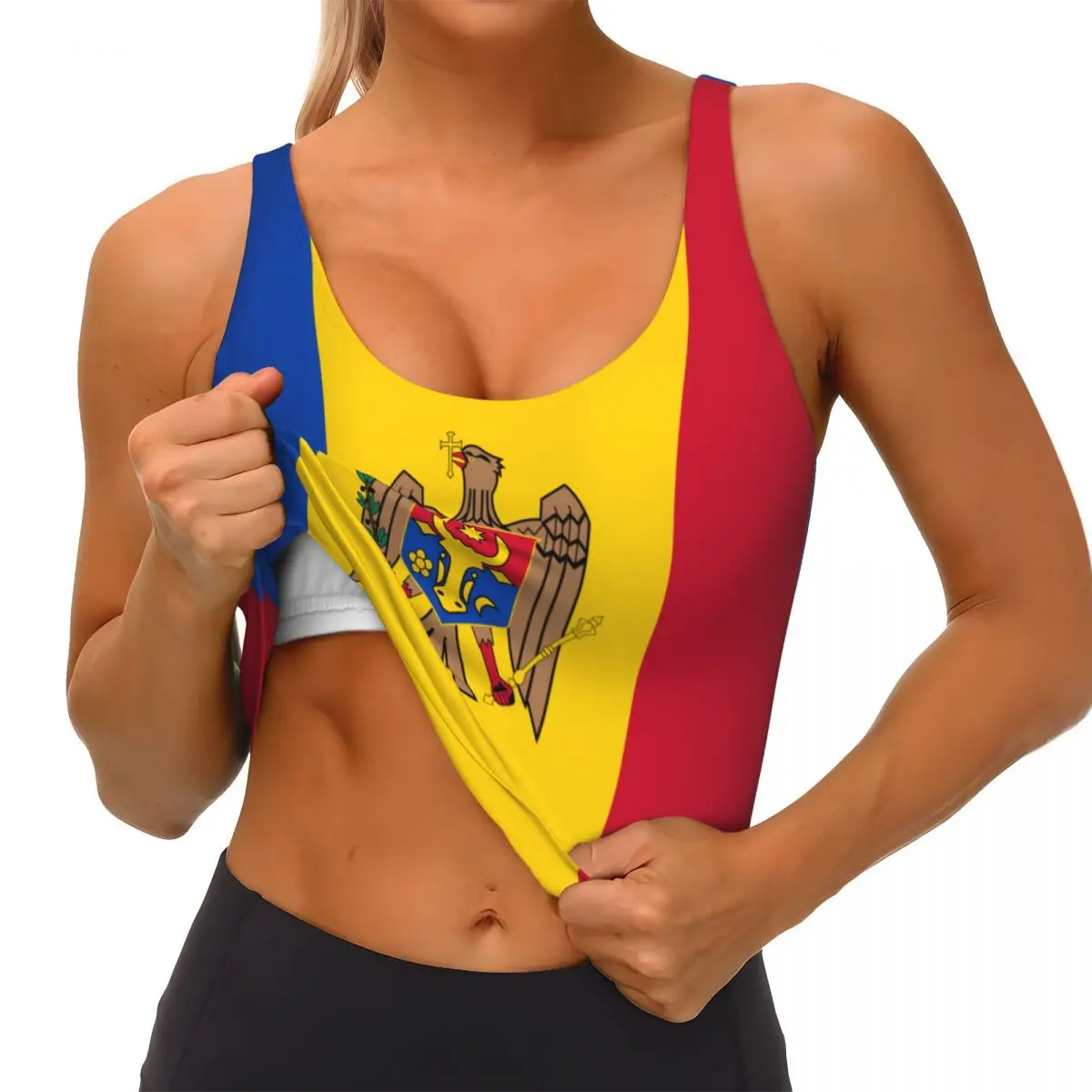 Moldova Flag Basic Tops Women  - огляд і ціна Yoga Fitness Top