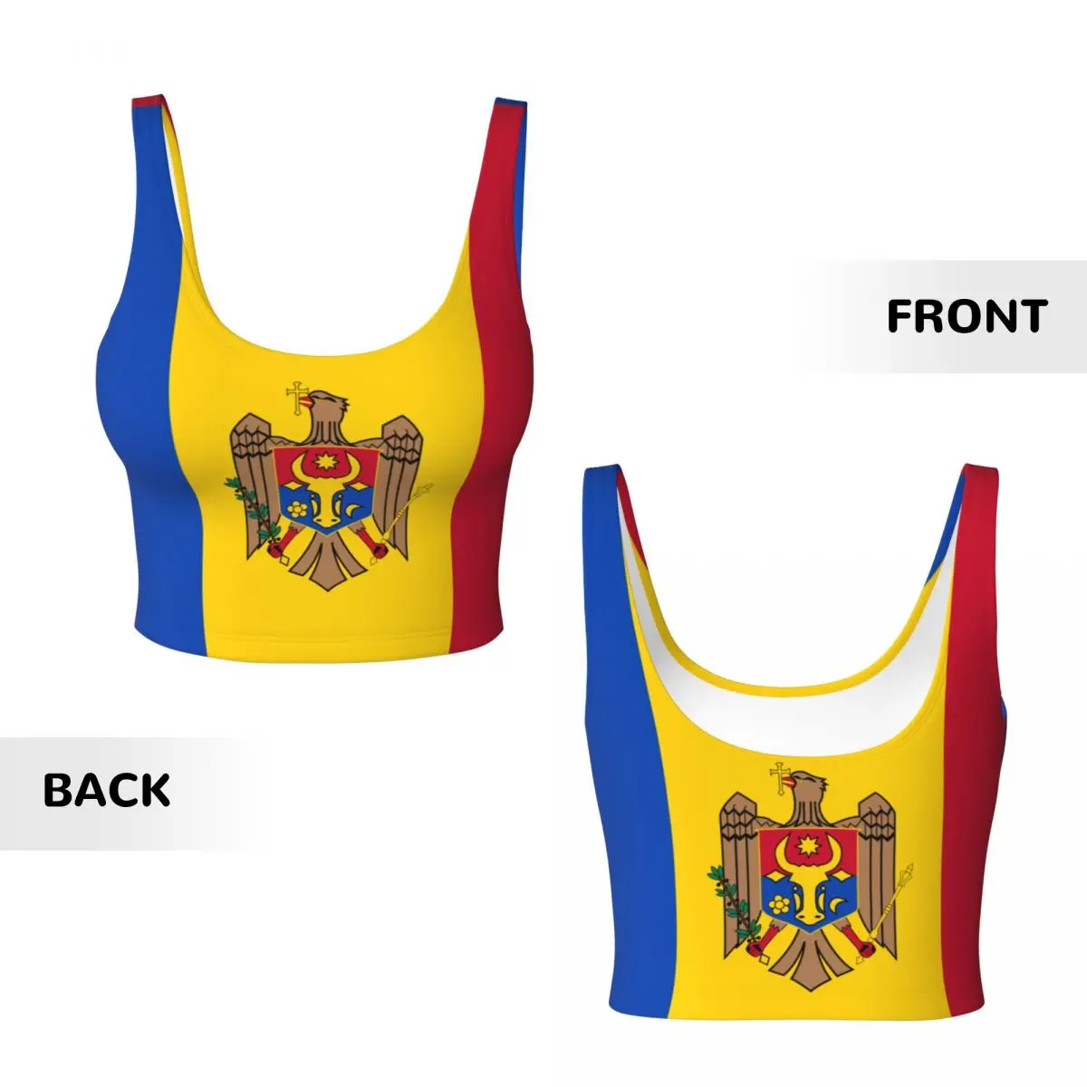 Moldova Flag Basic Tops Women  - огляд і ціна Yoga Fitness Top