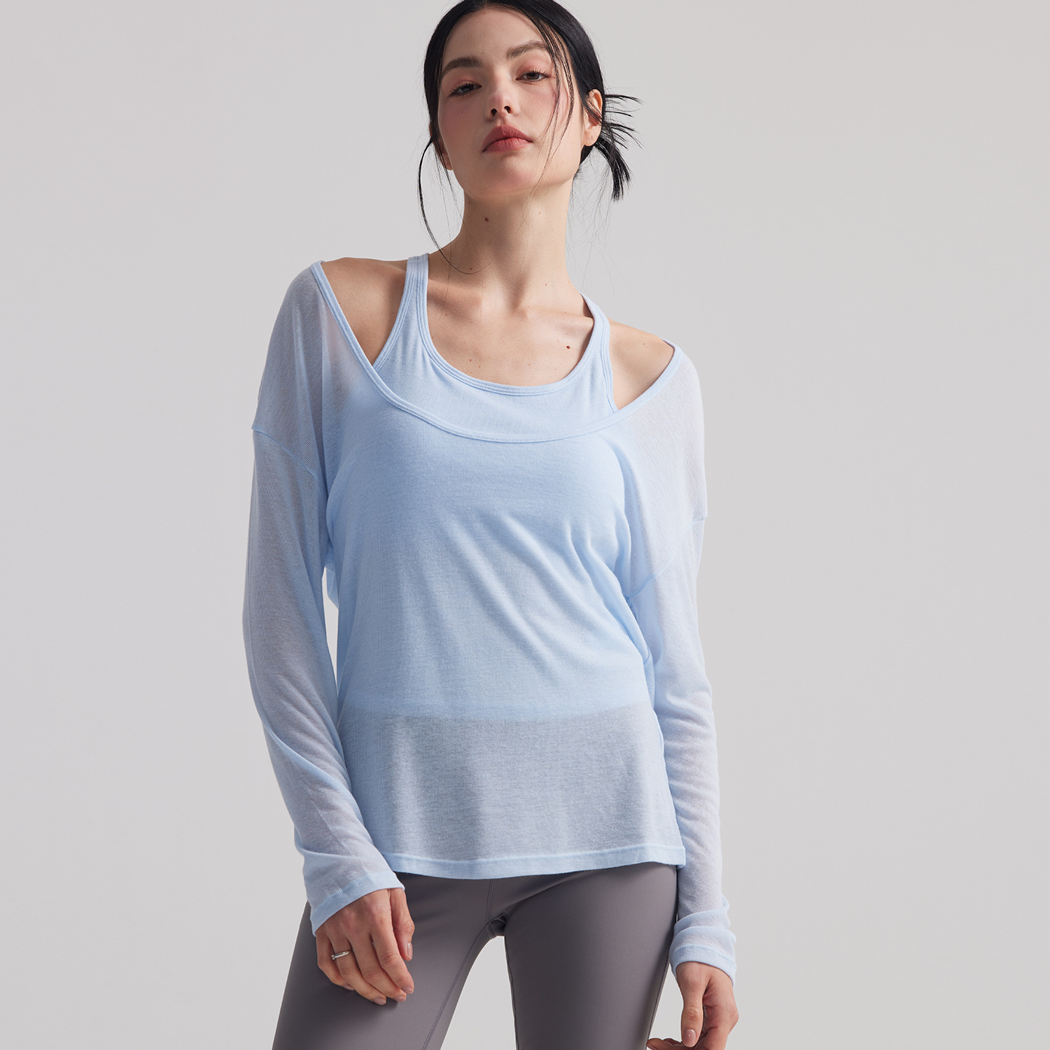 Women Loose Semi Sheer Long Sl - огляд і ціна Yoga Fitness Top